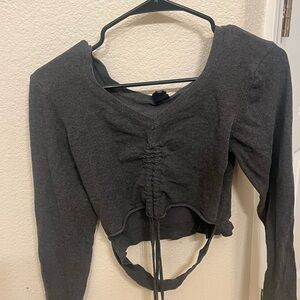 Chic Dark Gray Ruched Crop Top